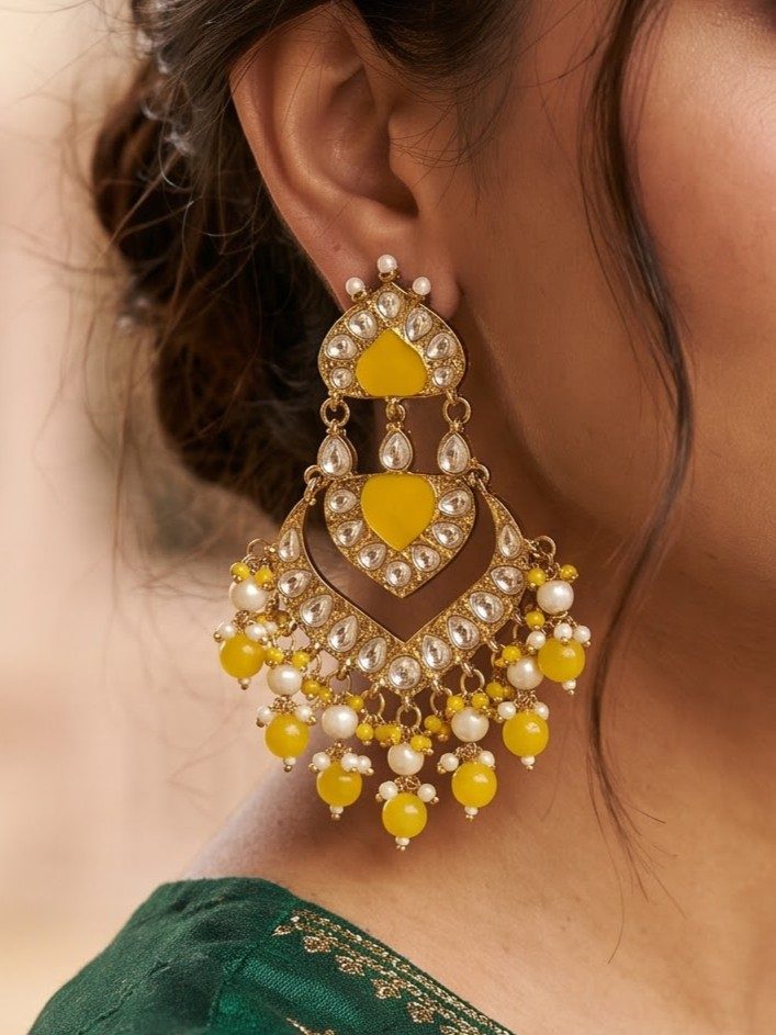 Muskaan Kundan Earrings with Enamel Elegance