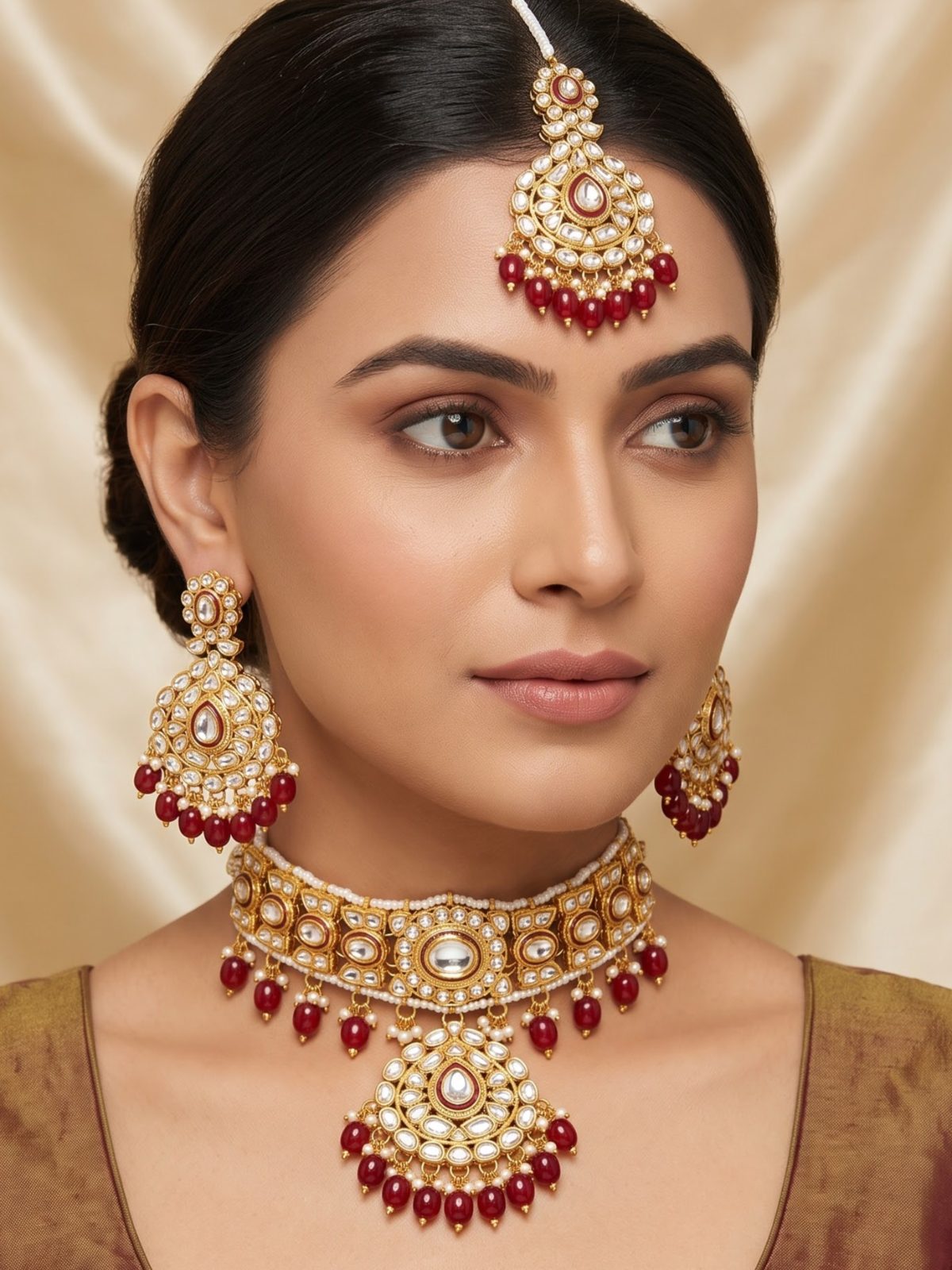 Kiyatri Kundan Choker Set with Maang Tikka