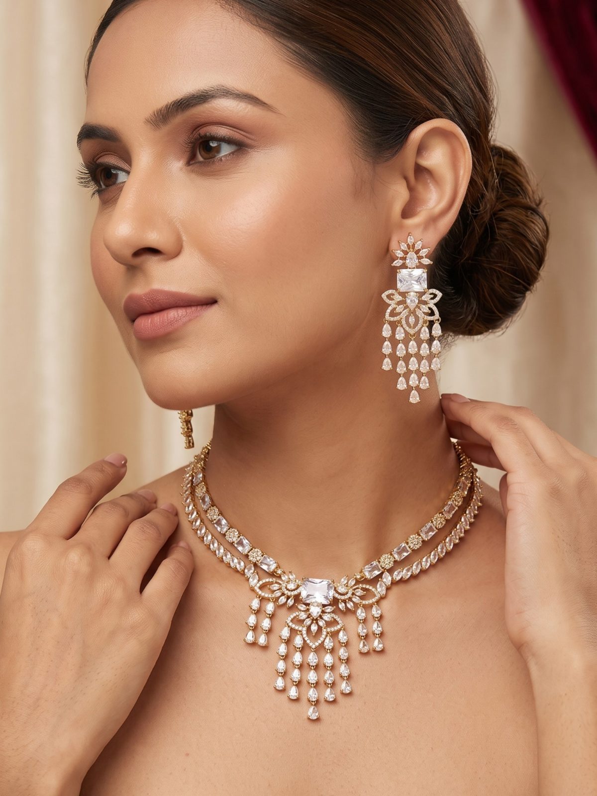 Vaishali Elegant American Diamond Necklace Set