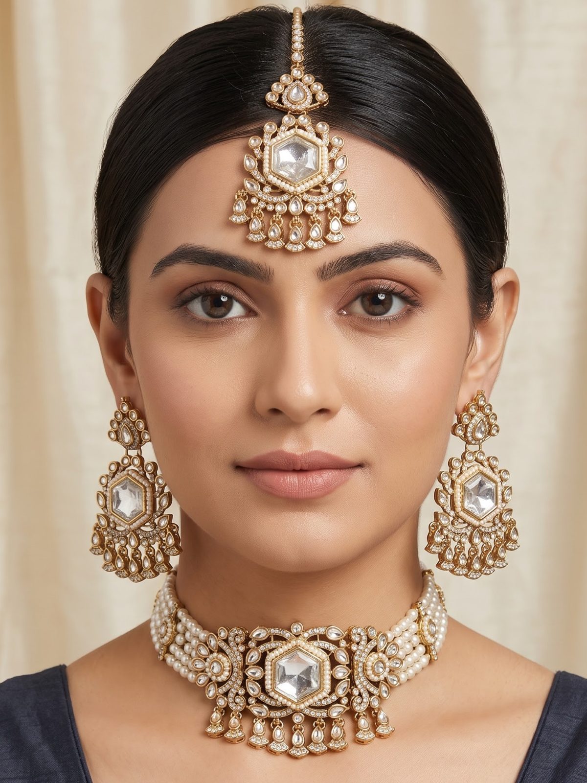 Bhumika Moissanite Stone Choker Set