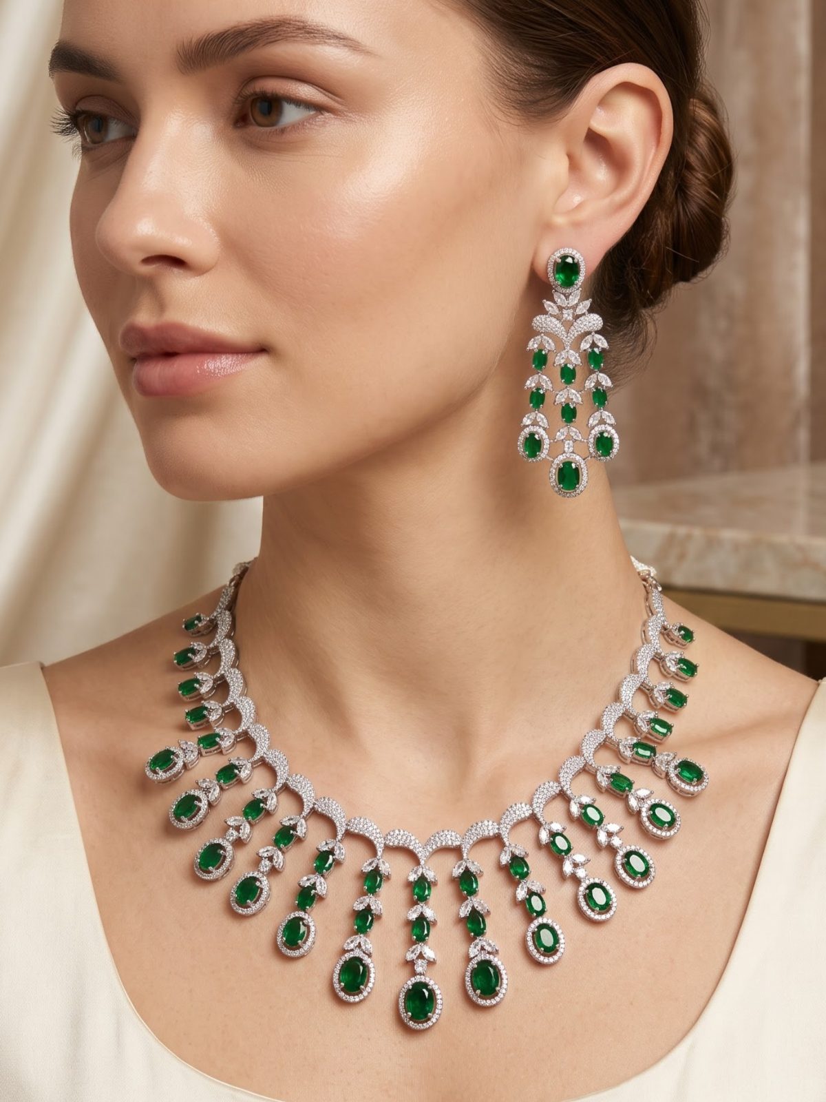 Aanya Ornate Gemstone And Diamond Necklace