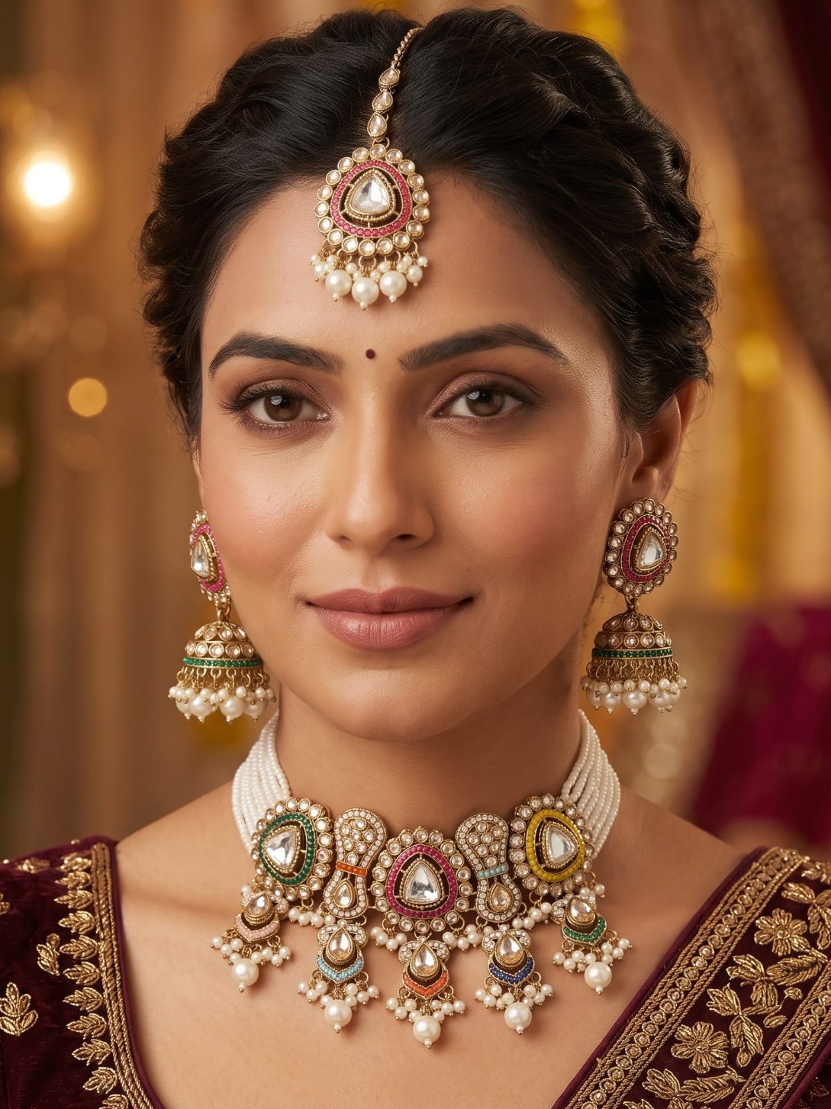 Kritika Jadau Necklace Set With Crystals Stone