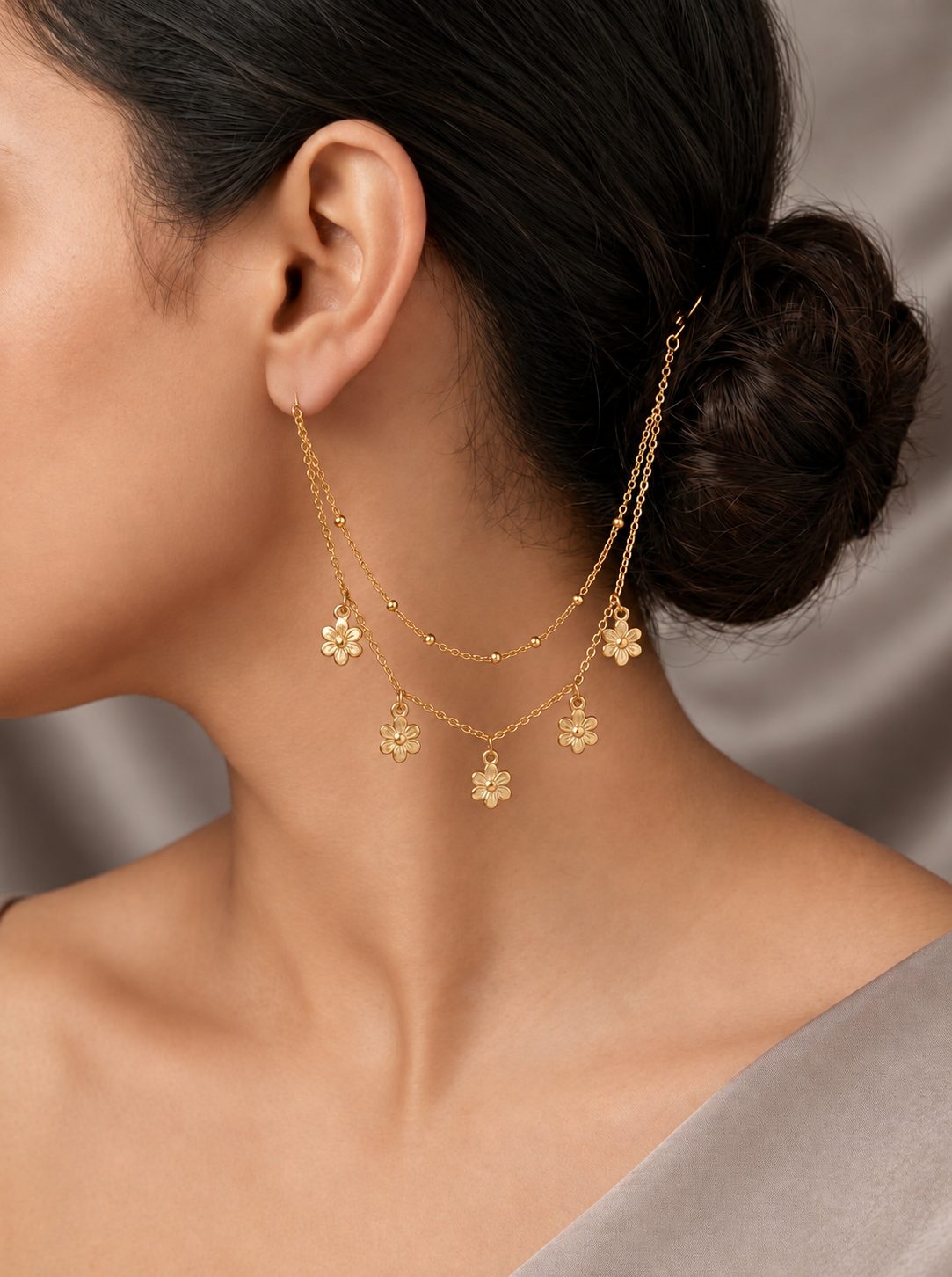 Yashika Golden Flower Ear Kanchain