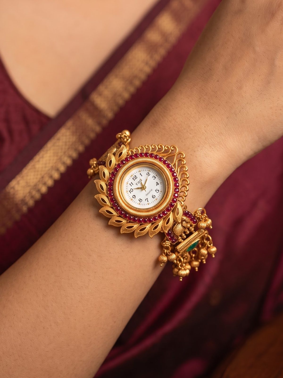 Hansika Ruby Accent Bracelet Watch