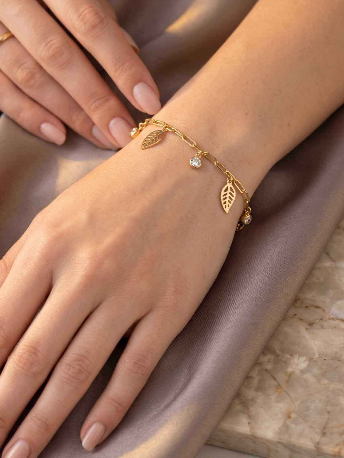 Myra Gold Plated Leaf Bracelet