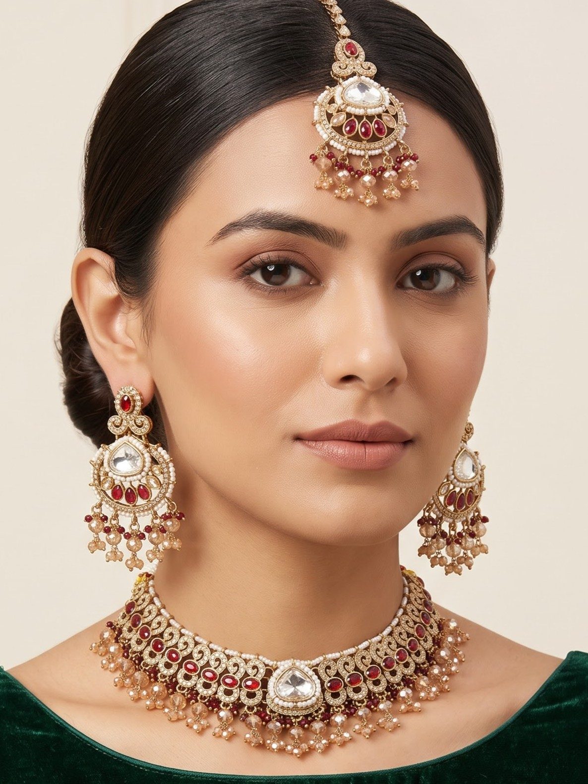 Aadhya Pearl Traditional Choker Necklace Set.