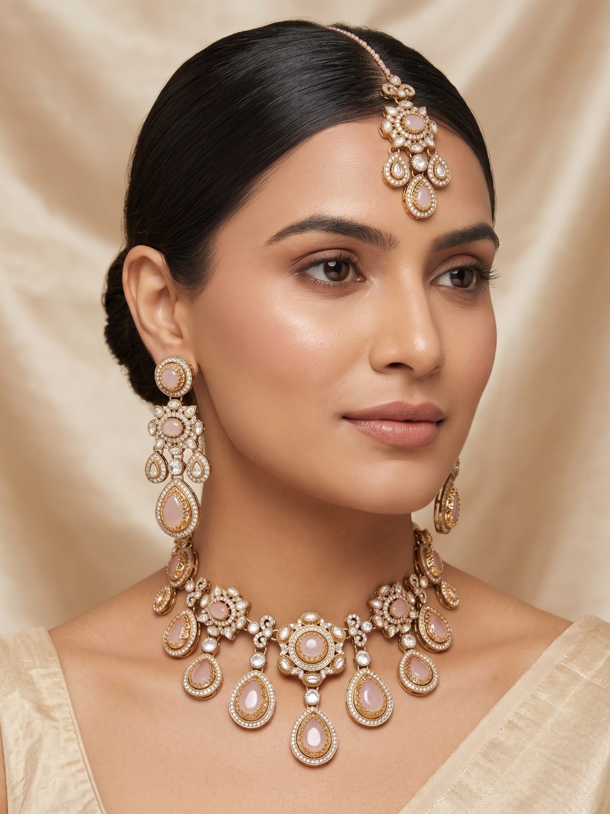 Ruhi Multicolored Monalisa Stone Necklace Set