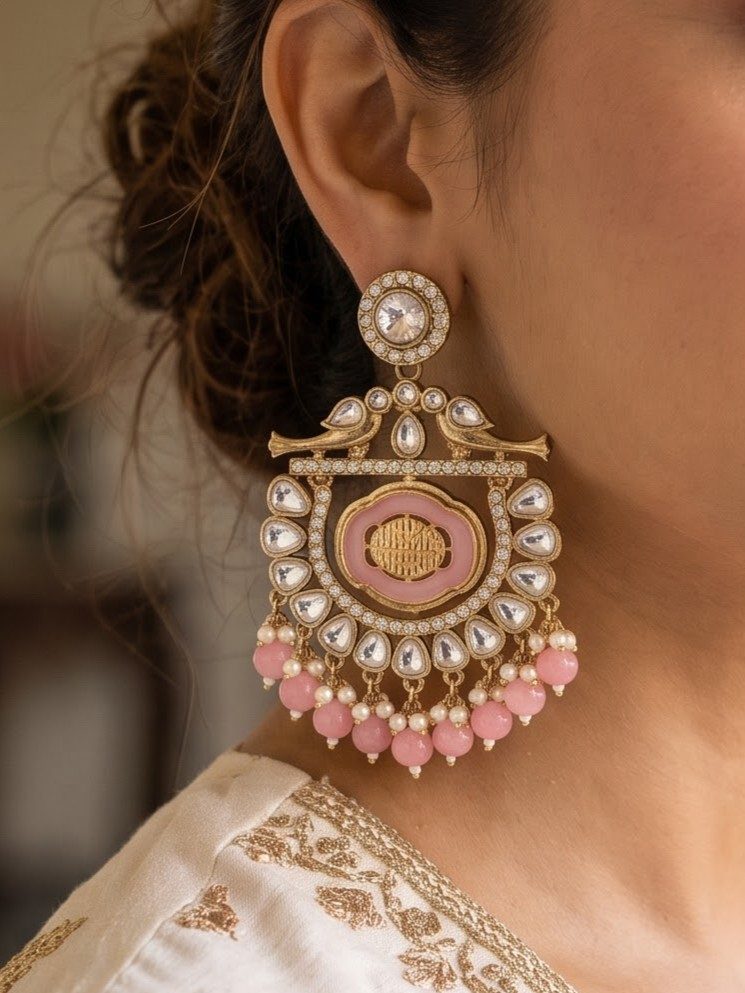 Farina Kundan Chandbali with Colorful MOP