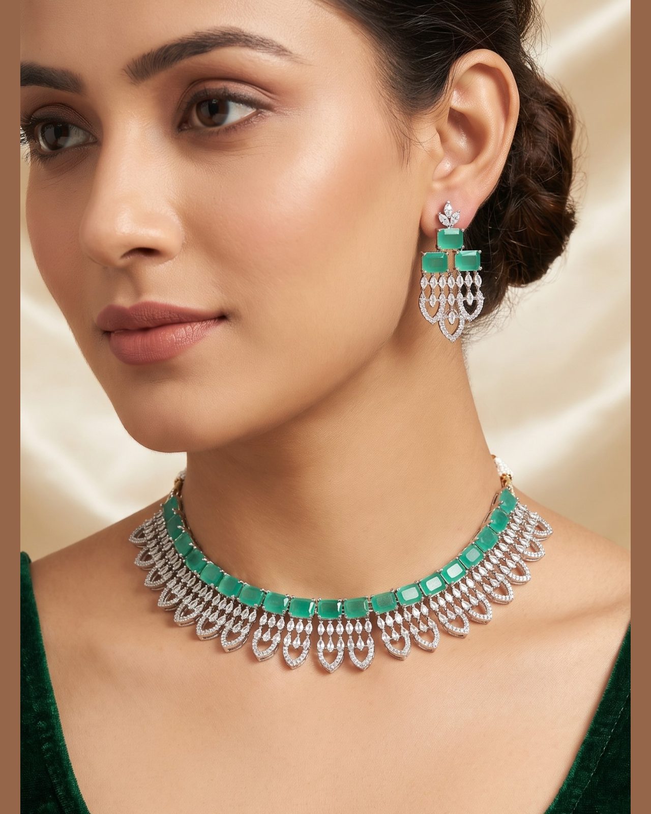 Anaya American Diamonds Choker Set with Earrings