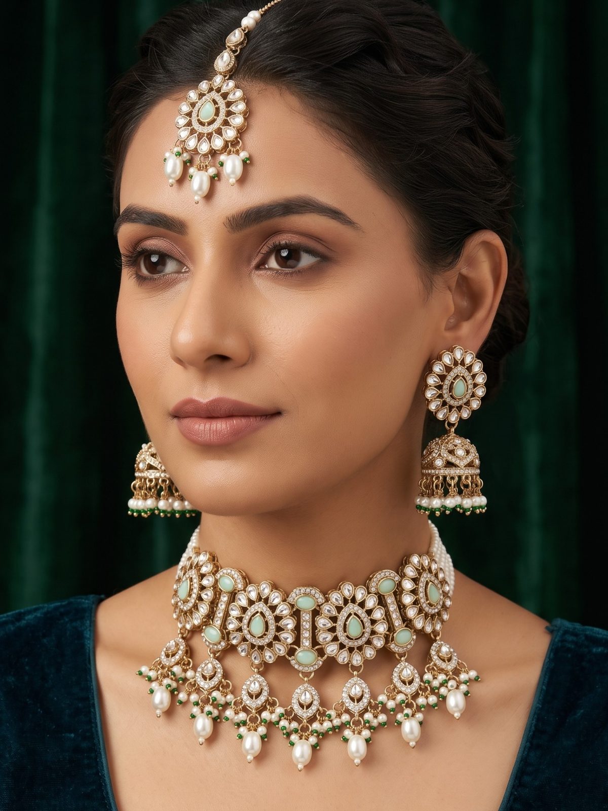 Trisha Victorian Zircon and Moissanite Stone Choker Set