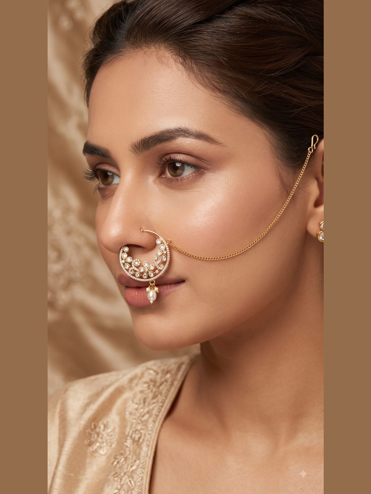 Mahika Pearl Drop Nose Pin