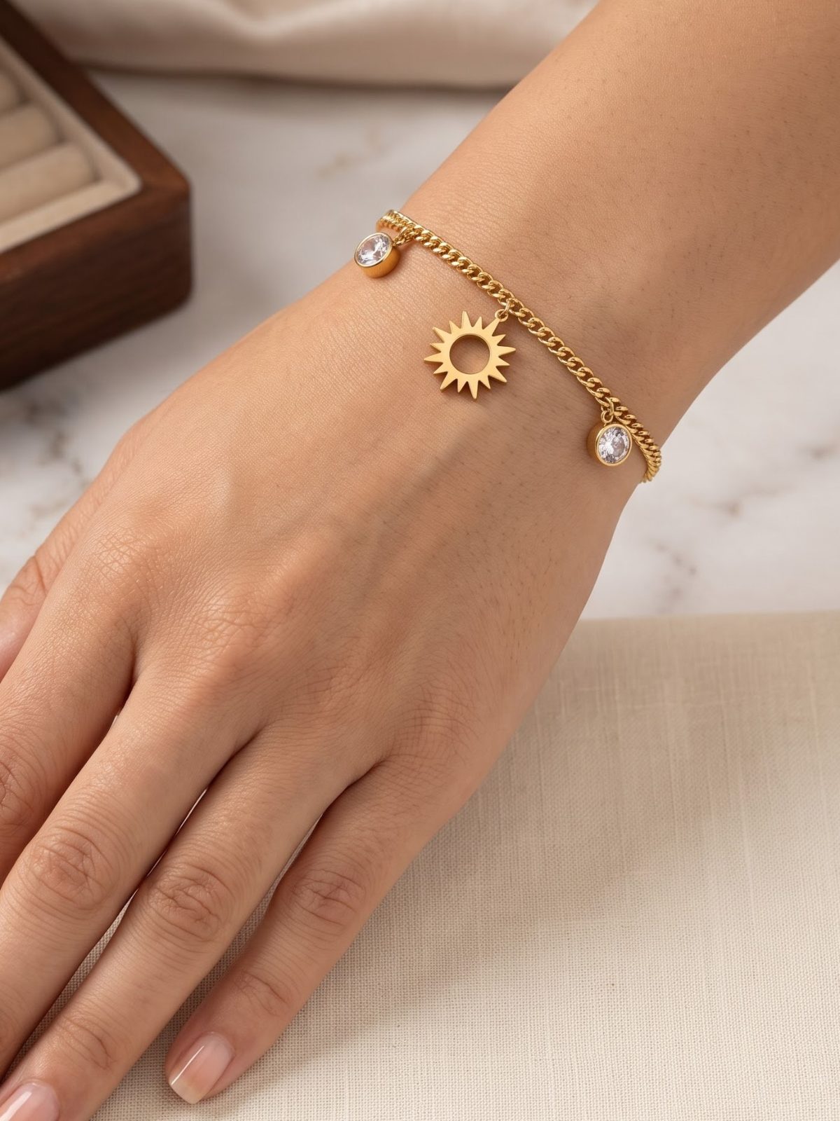 Vanshika Gold Plated Charm Bracelet