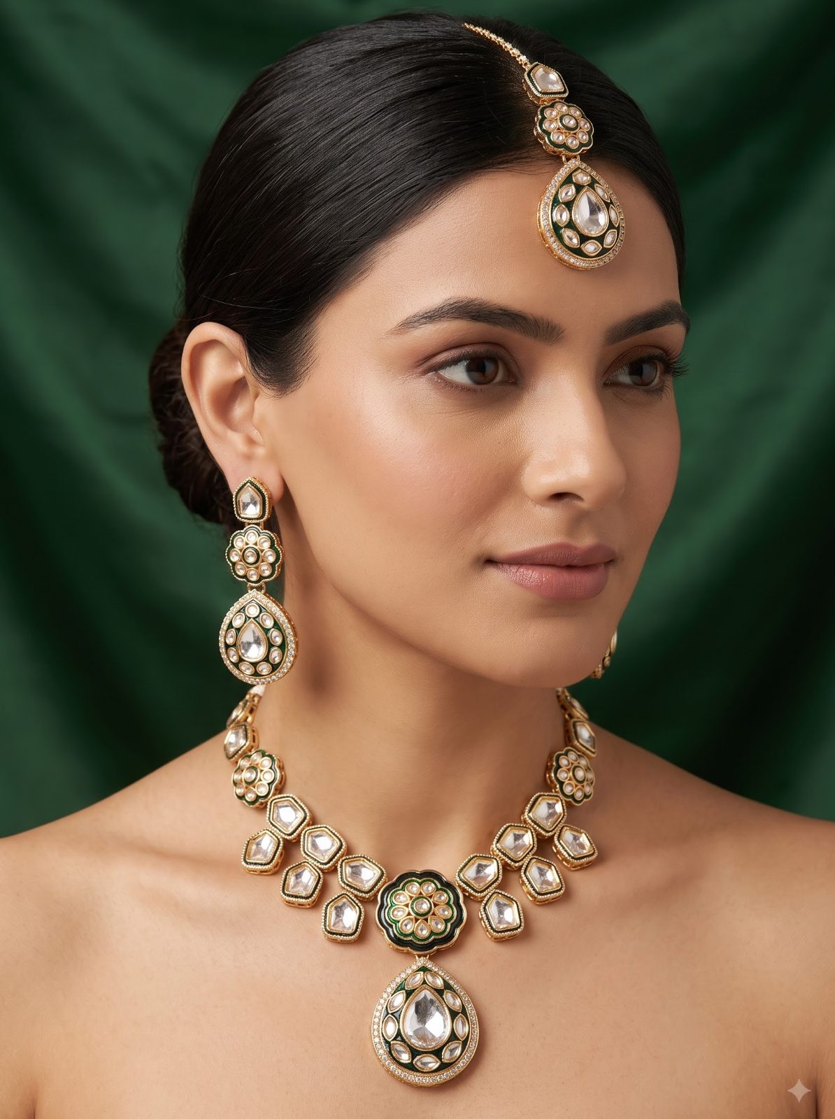 Bhoomika Uncut Glass Kundan Necklace Set