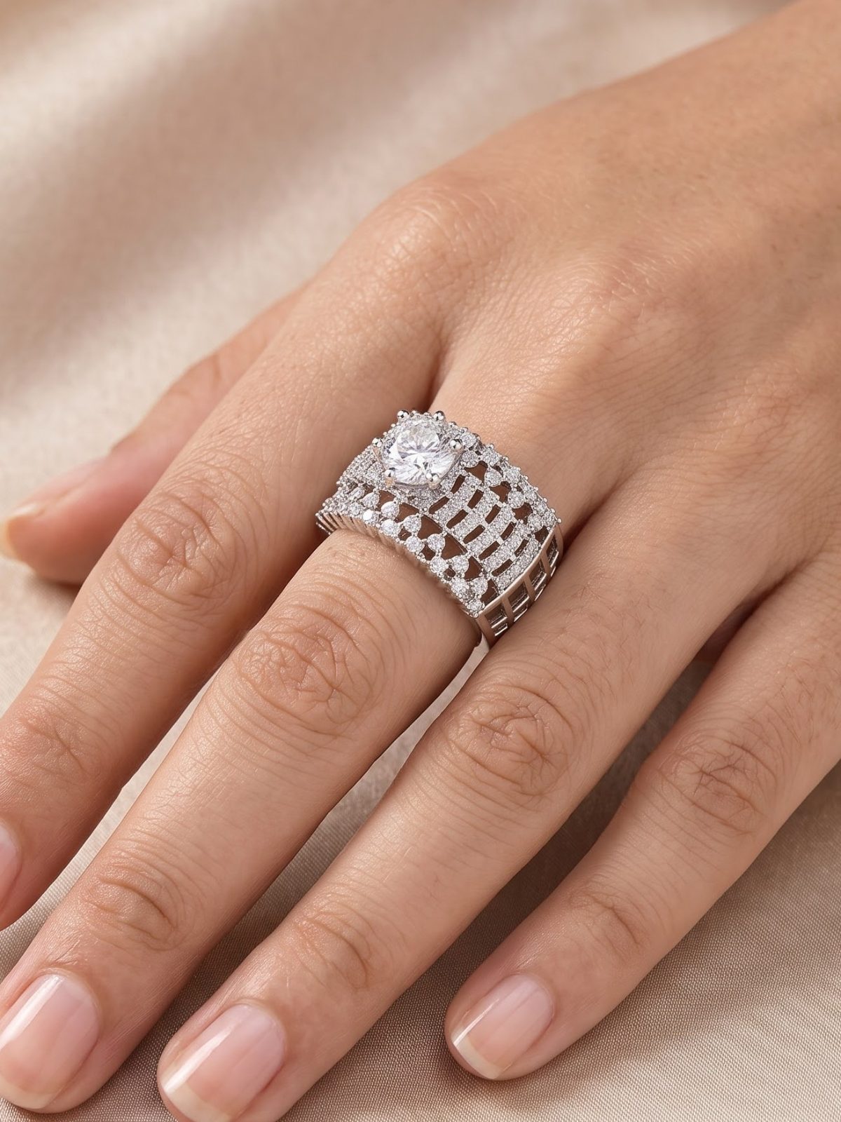 Drishika Sparkling Grid Ring