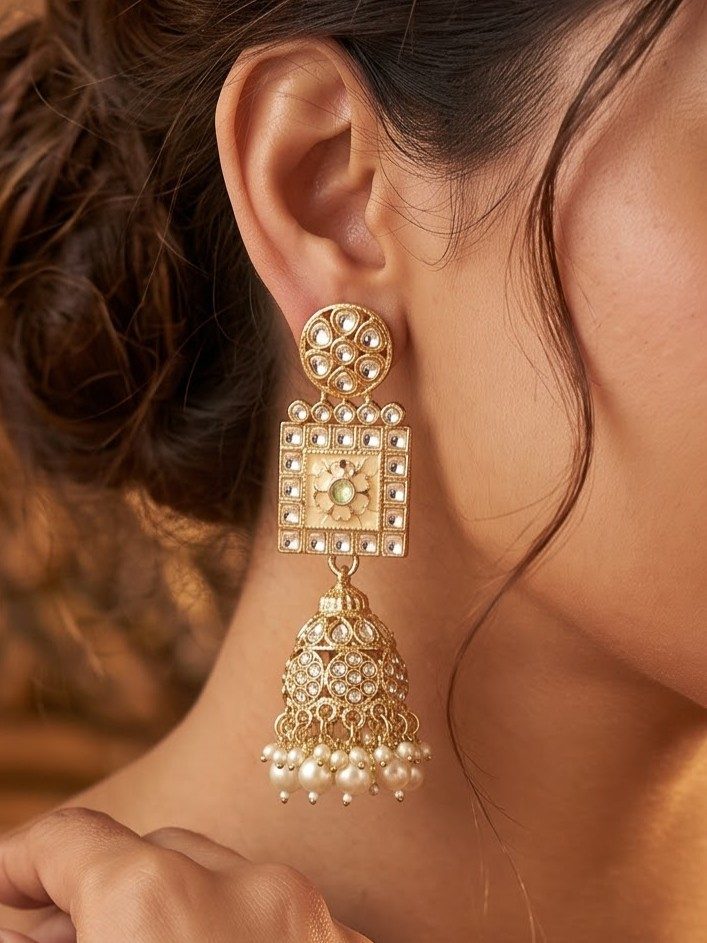 Maniya Kundan Earrings with Pearls