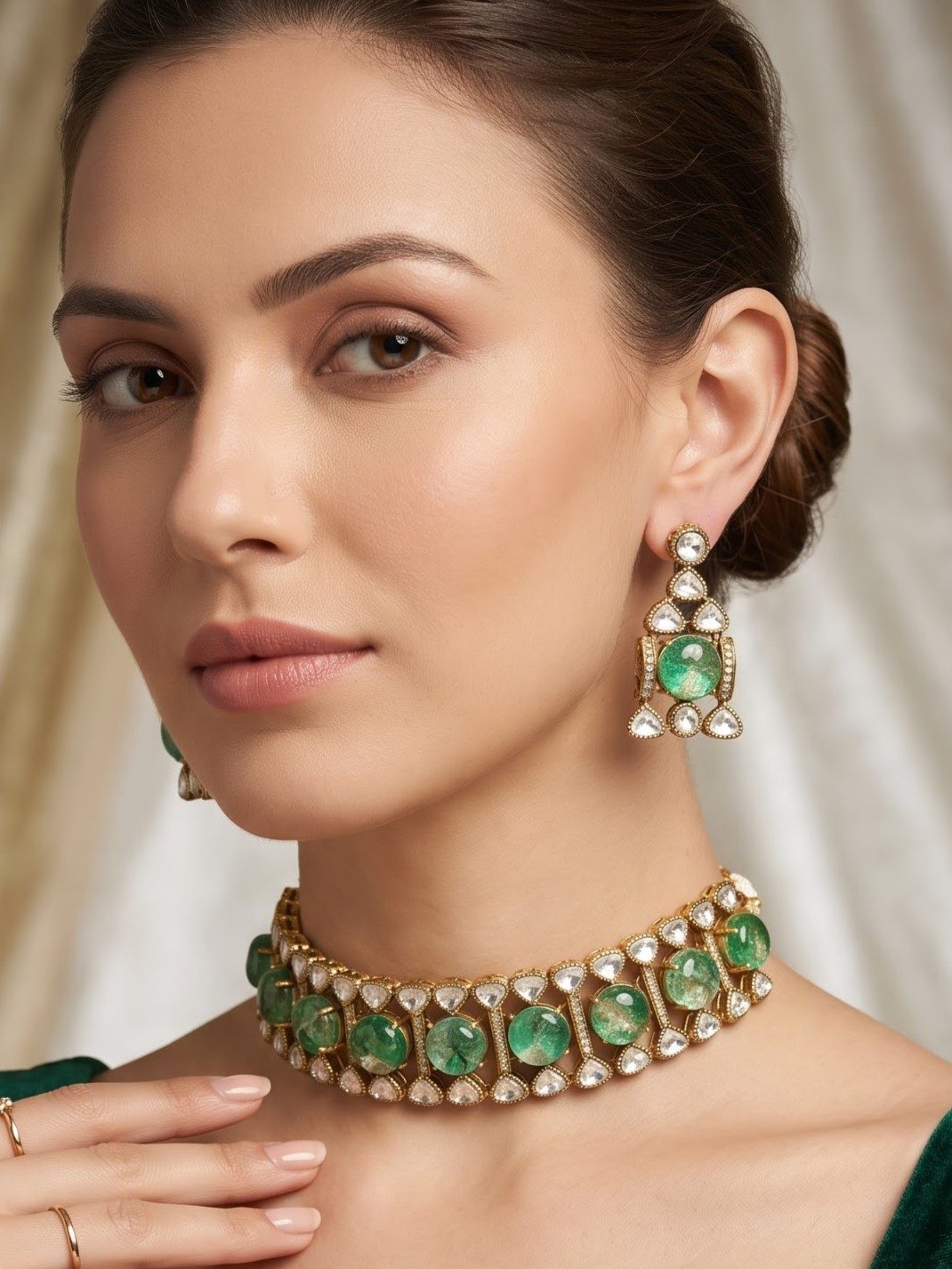 Aashita Uncut Polki Mosonite Choker Set
