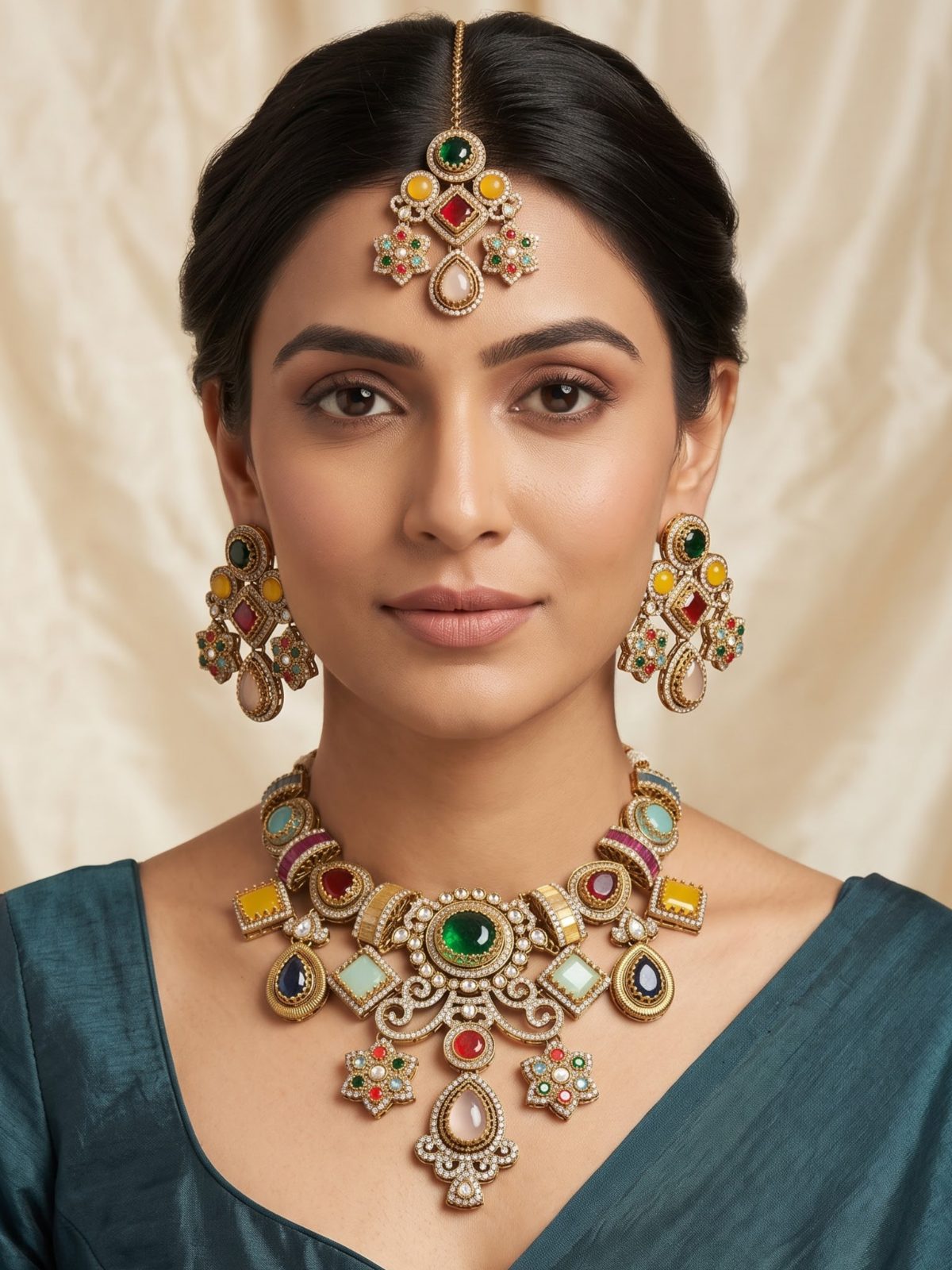 Vaani Exquisite Monalisa Gemstone Choker Adornment
