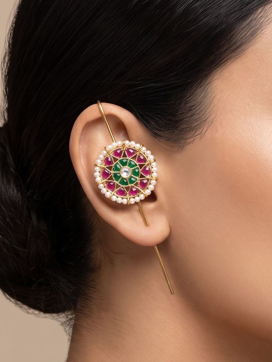 Sneha Circular Kundan Stick Earrings