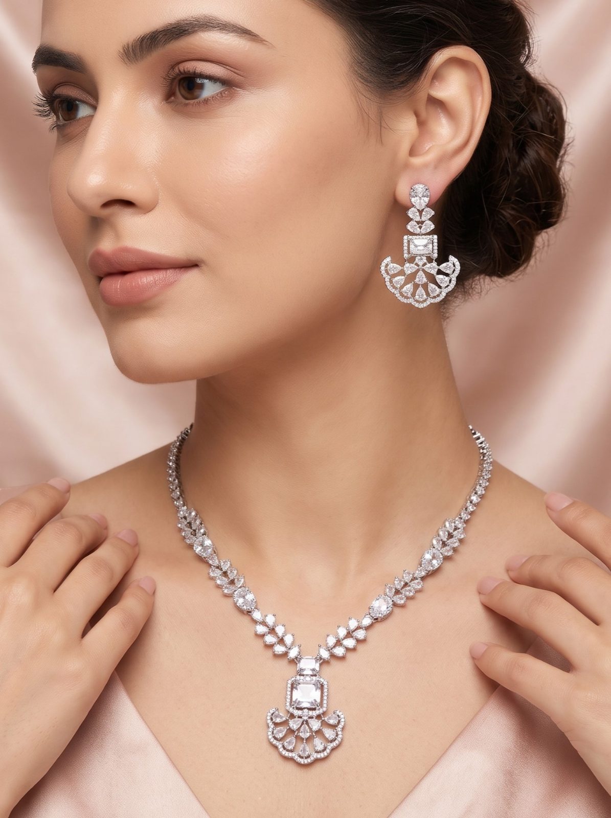 Diana American Diamond Necklace Set