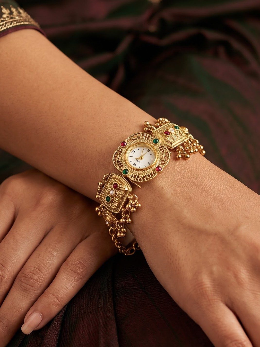 Myra Ruby Gold Plated Bracelet Watch
