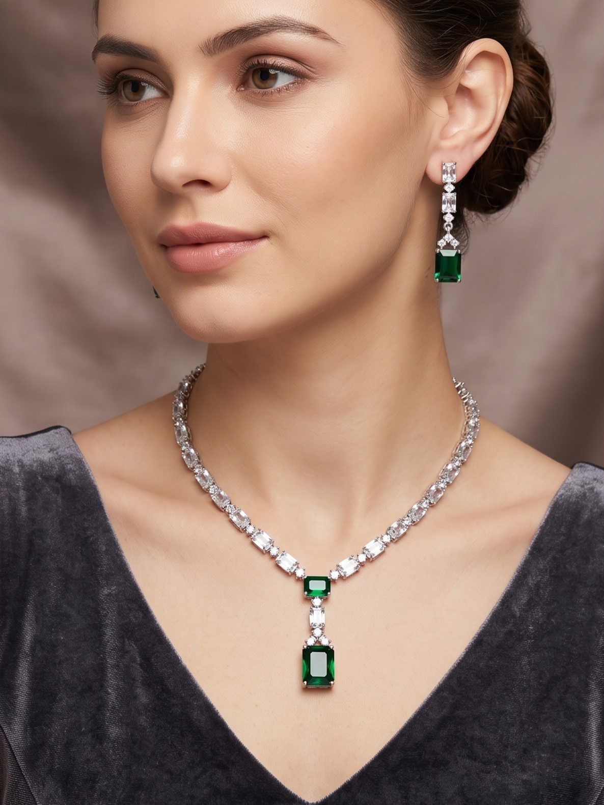 Shrivika Sleek American Diamonds Necklace Set