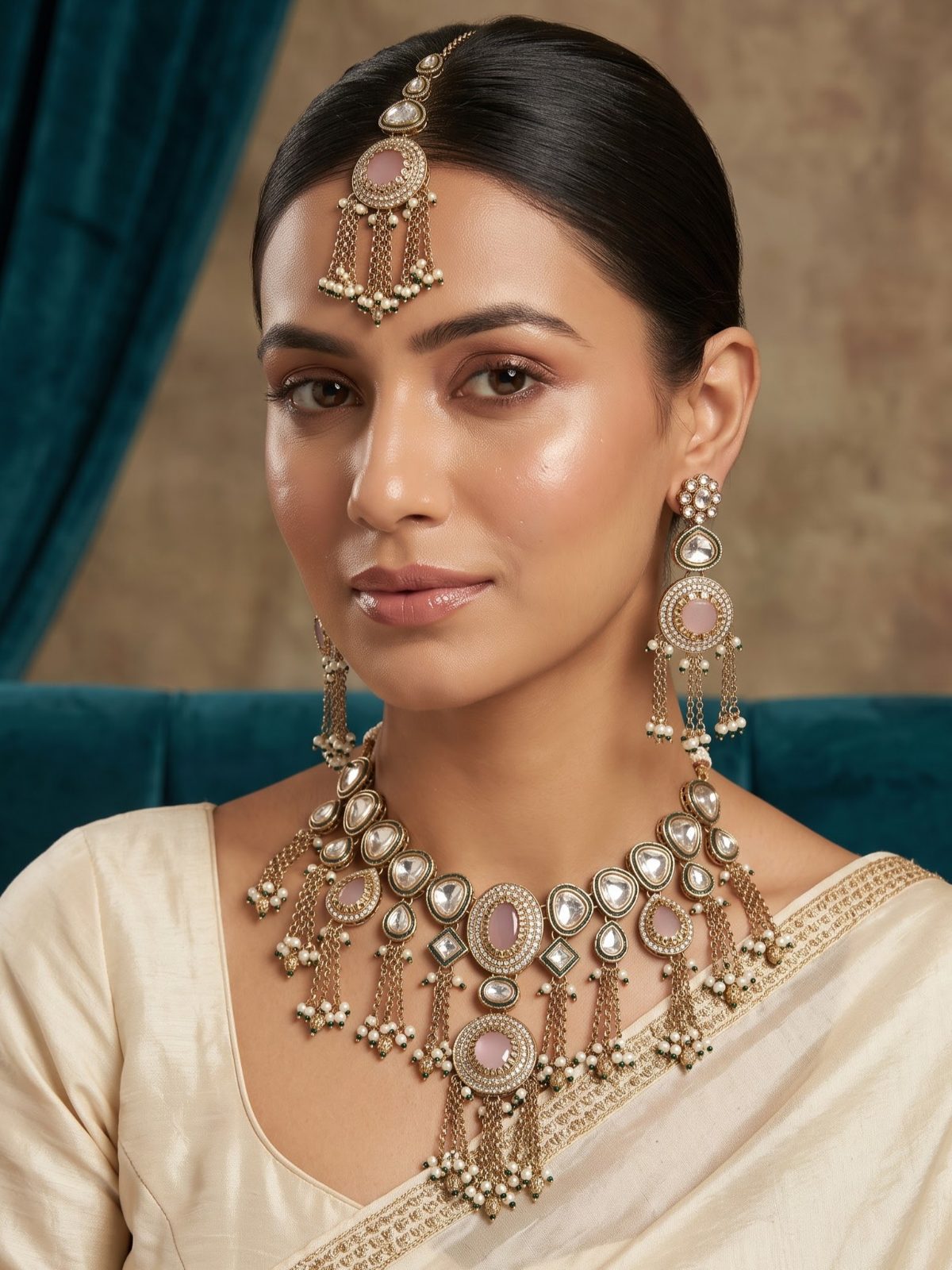 Anushka Polki Pearl Drop Necklace