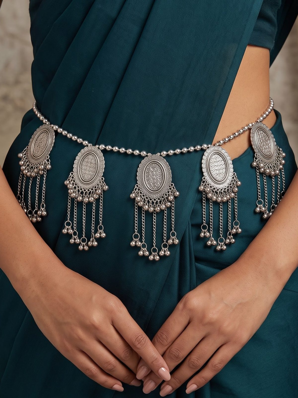 Netra Ethnic Silver Waist Chain