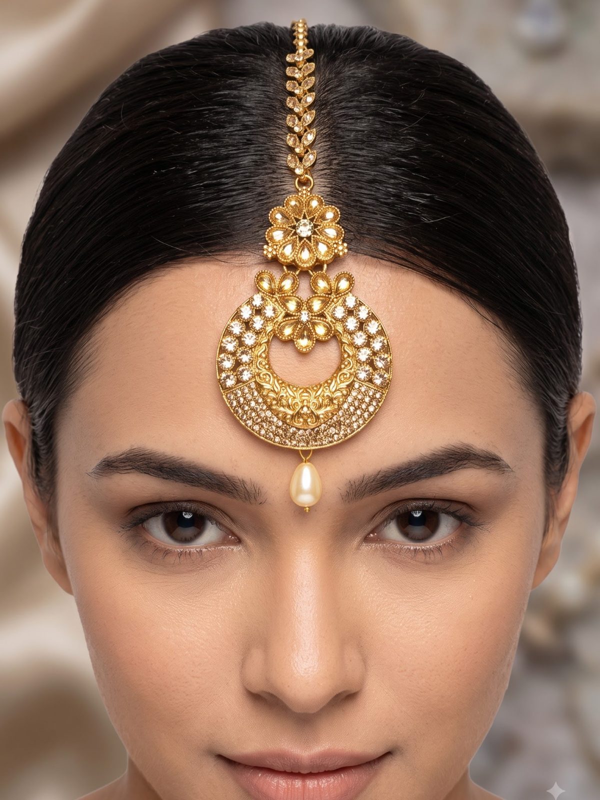 Nayanika Gold Plated Maang Tikka