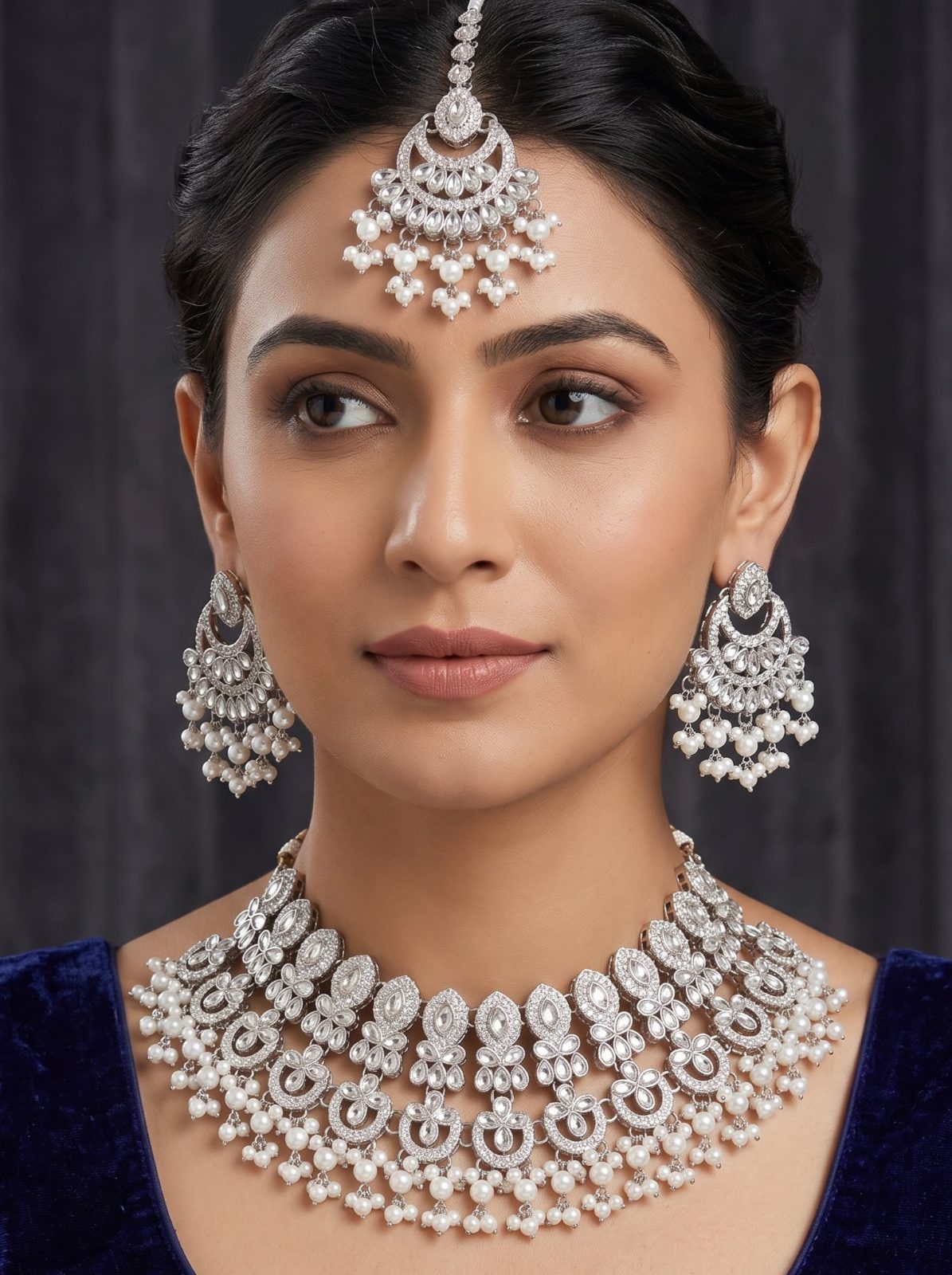 Ishika Royal Kundan Pearl Bridal Necklace Set