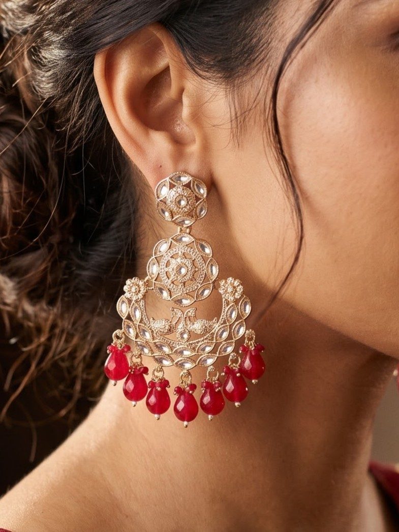 Avika Kundan Chandbalis with Colorful Hangings