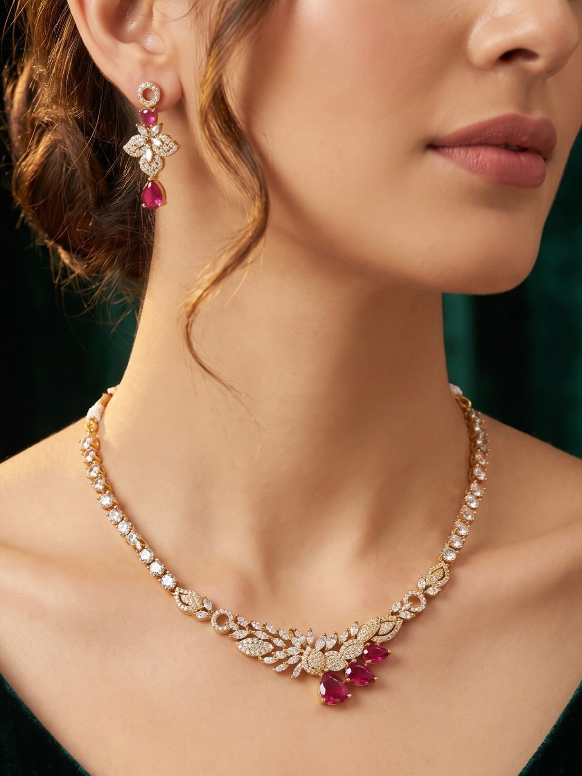 Bhavika American Diamonds Designer Necklace Set
