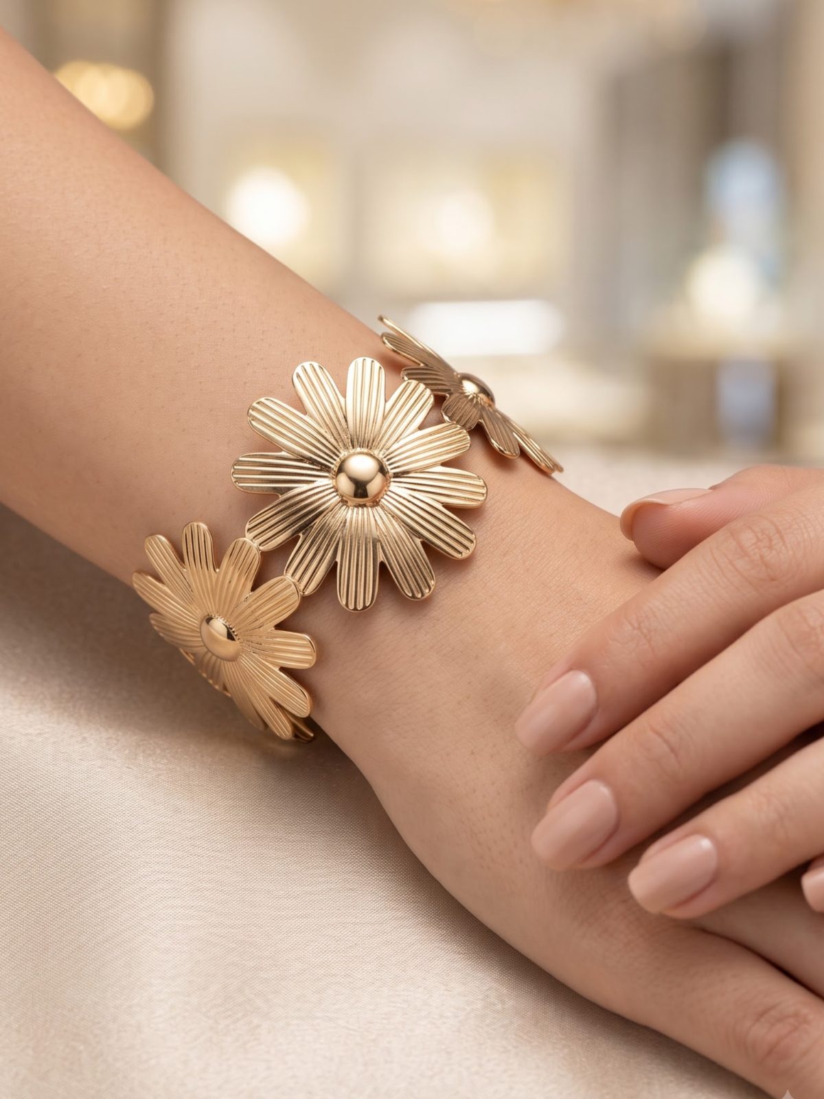 Navya Floral Gold Tone Bracelet