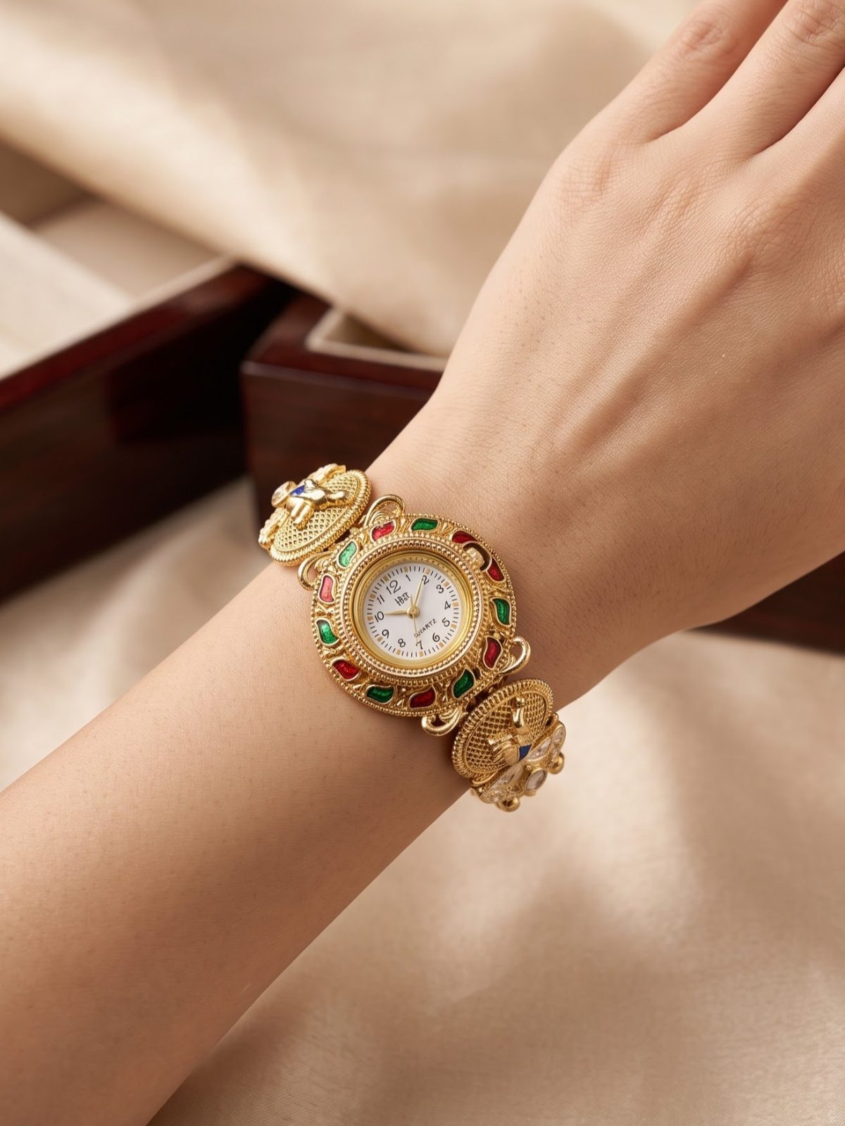 Poorvi Multicolor Stone Bracelet Watch