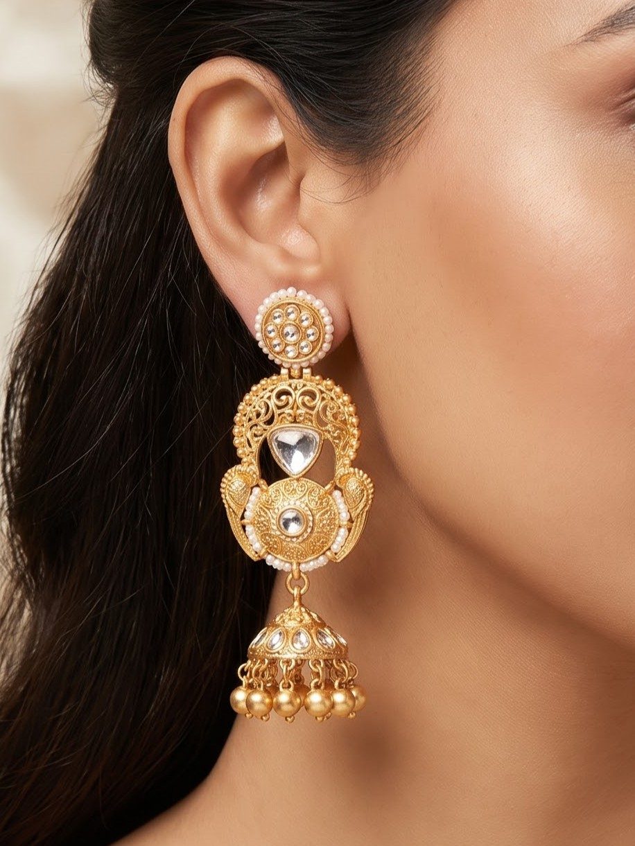 Nishtha Gold Plated Kashmiri Earring with Hanging Ghungroos