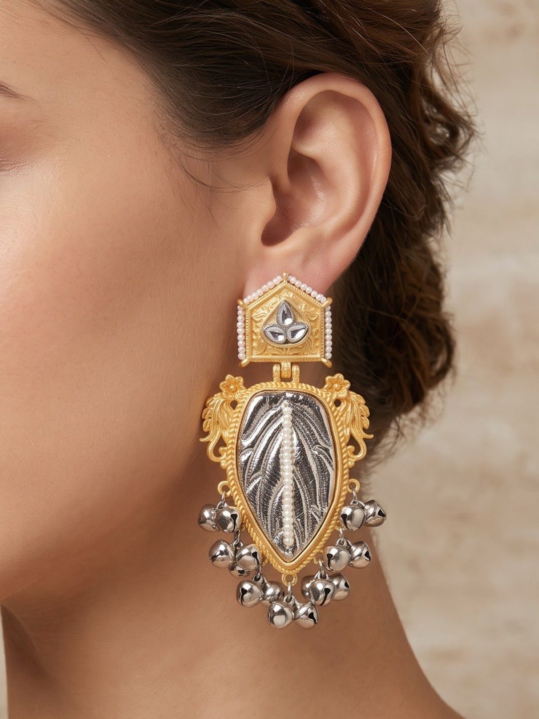 Tiya Leaf Design Kashmiri Earrings
