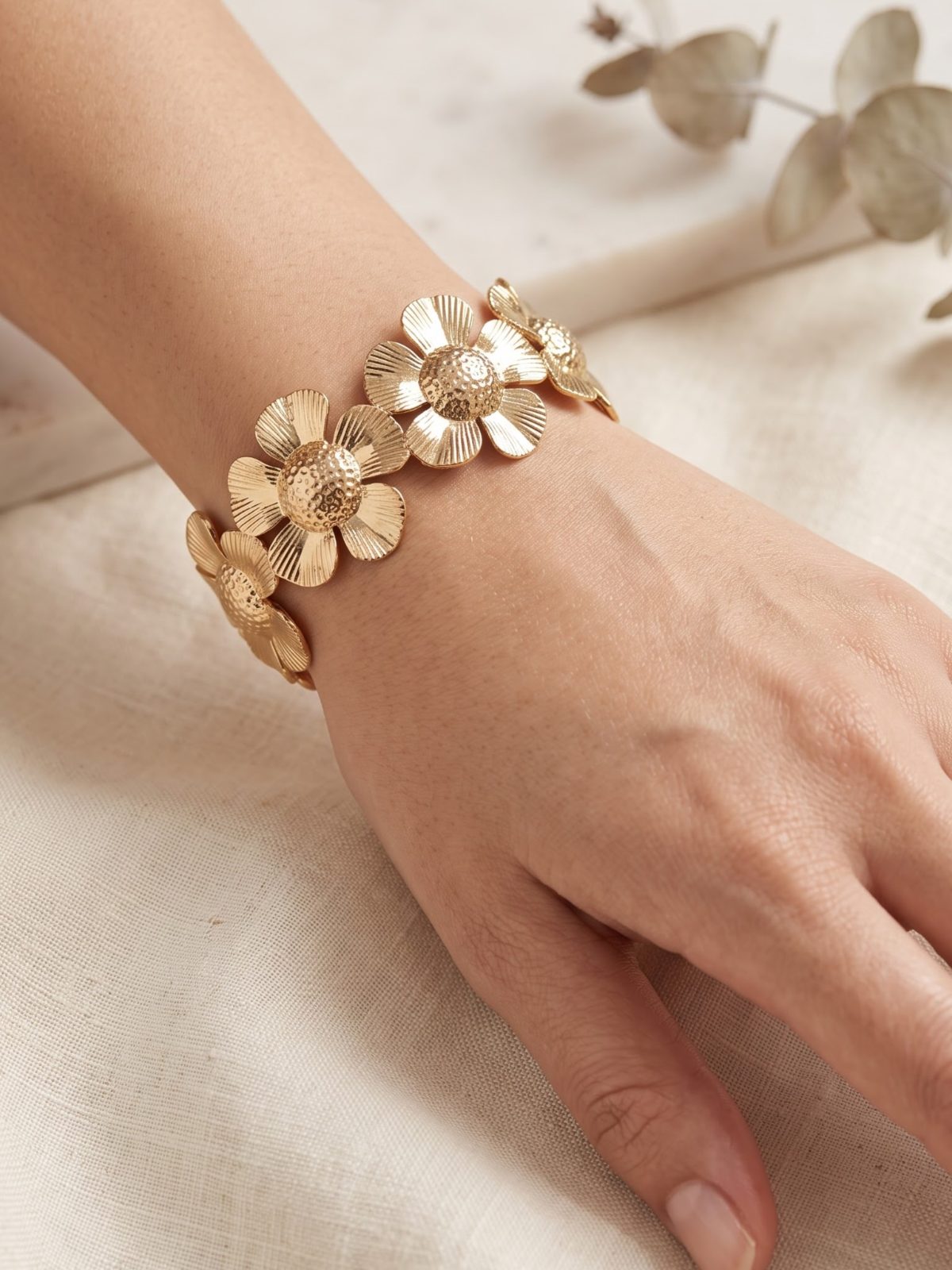 Bhavya Gold Plated Floral Bracelet