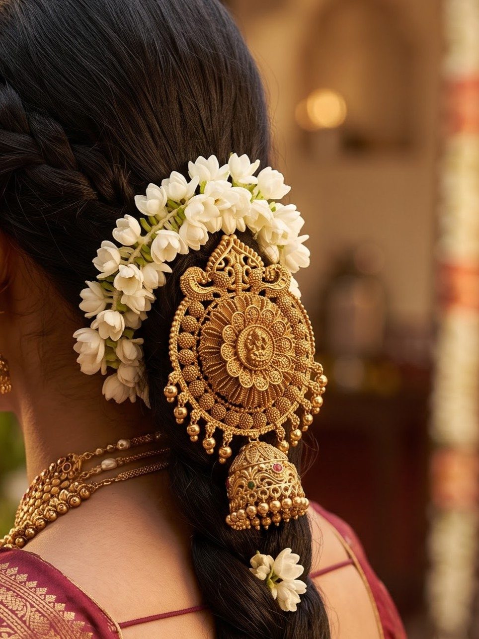 Prisha Rose Gold Peacock Choti with Crystals
