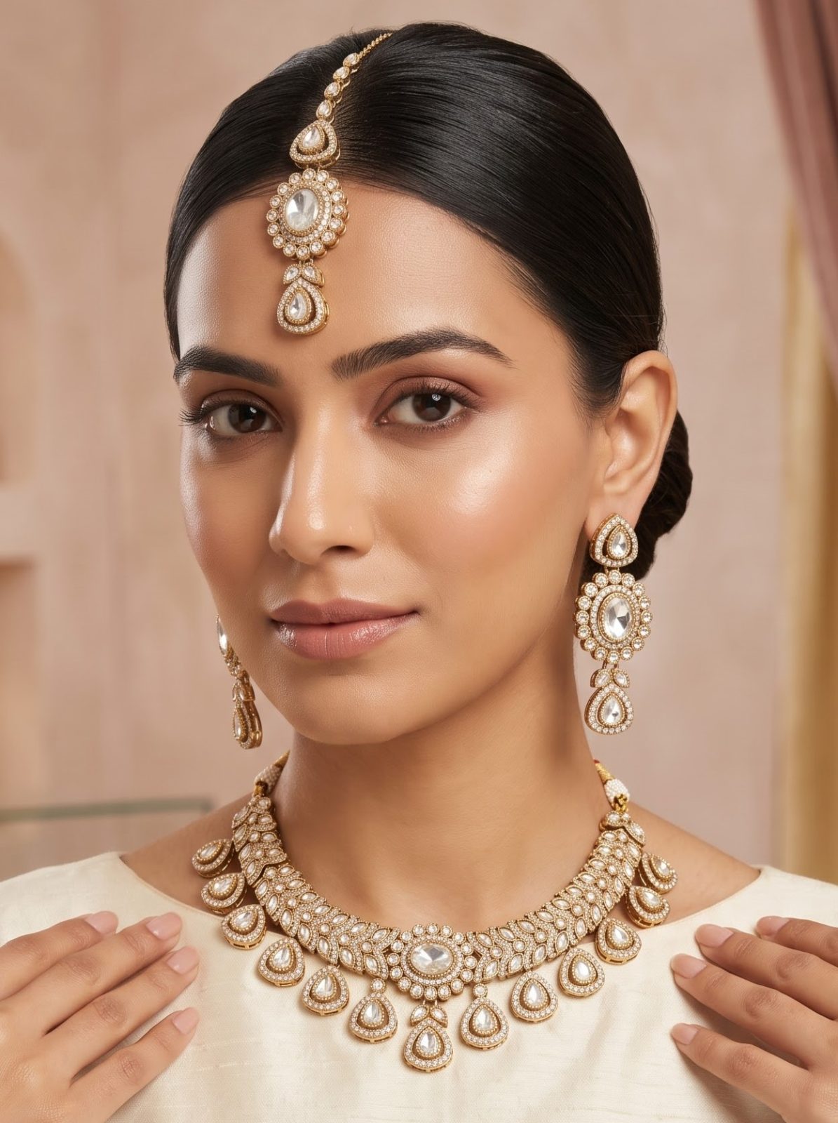 Prisha Kundan Stone Necklace Set
