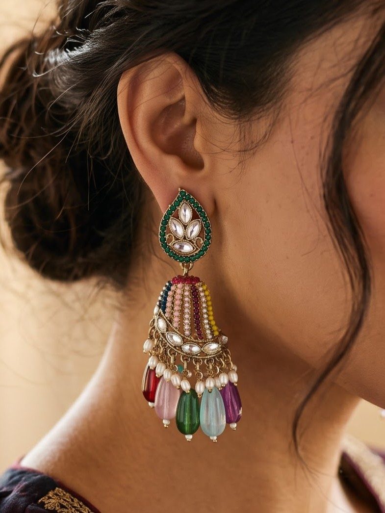 Avantika Jadau Style Pearl Hanging Jhumkas