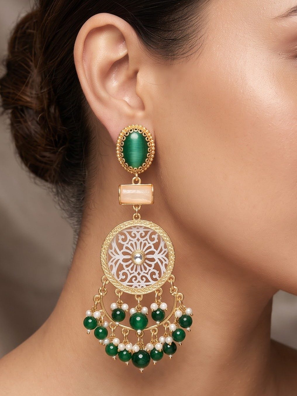 Avni Kashmiri Earrings with Hanging Pearls