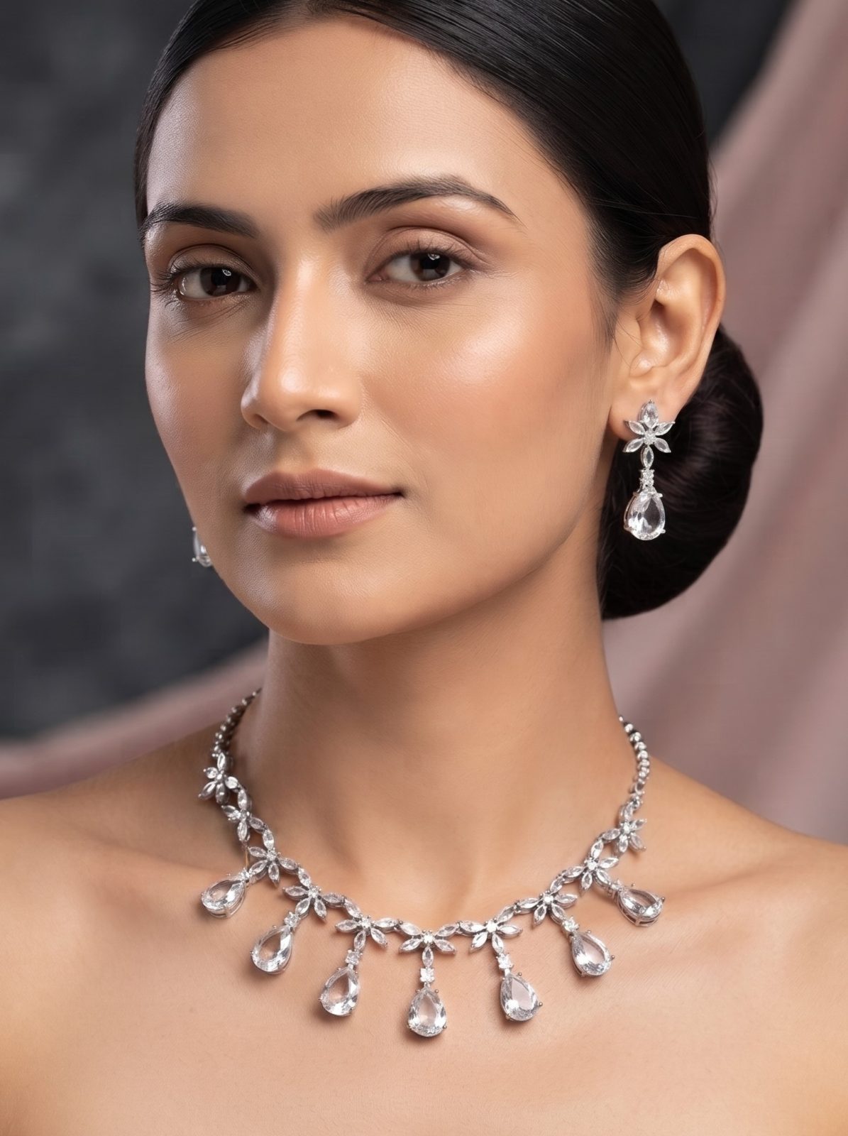 Yashika Crystal Elegance American Diamond Necklace Set